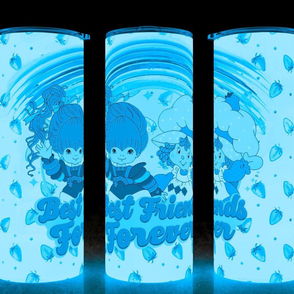 Glow in the Dark Rainbow Brite Strawberry Shortcake Best Friends Cup Mug Tumbler